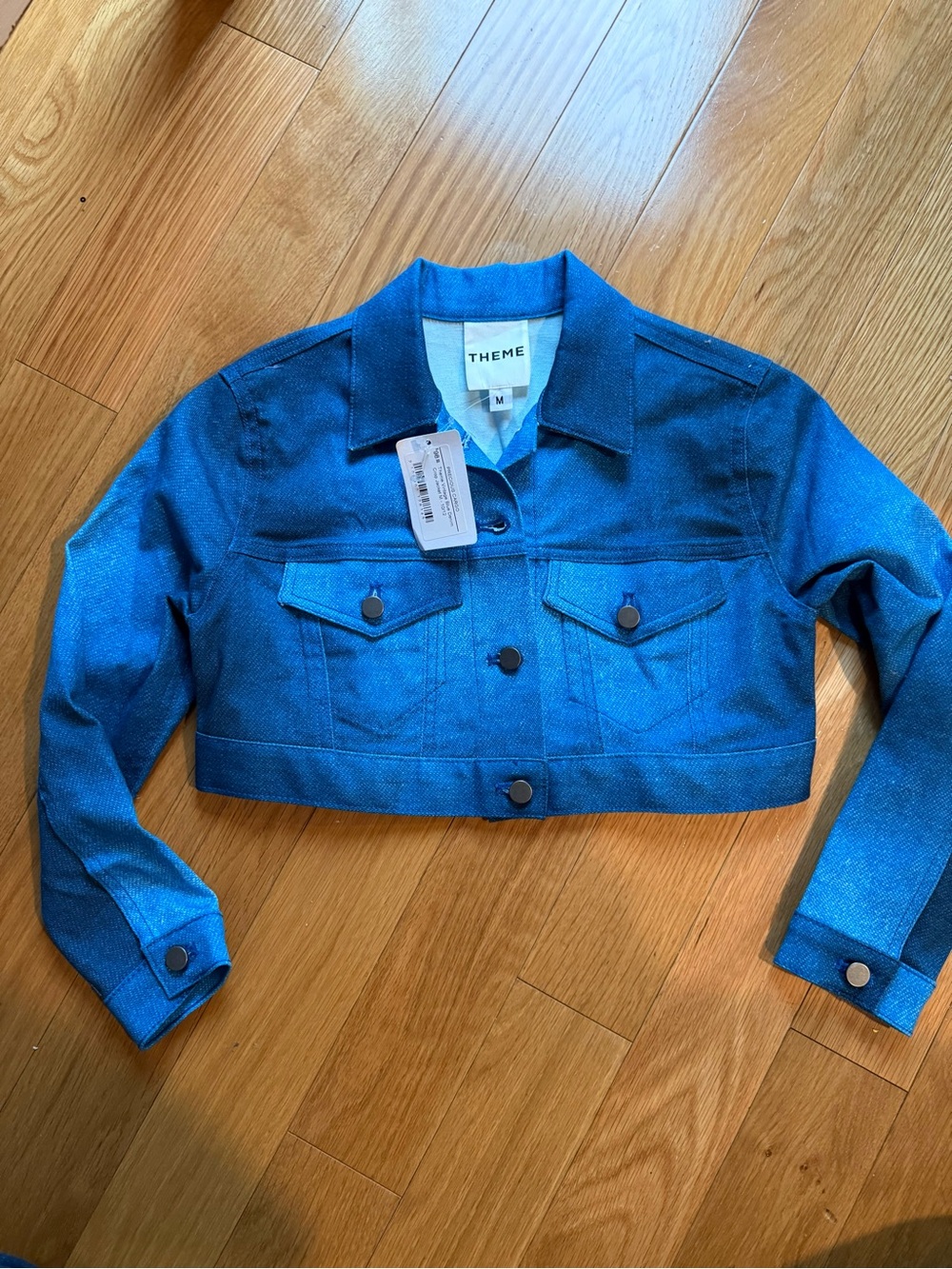 THEME Vibrant Blue Cropped Denim Jacket